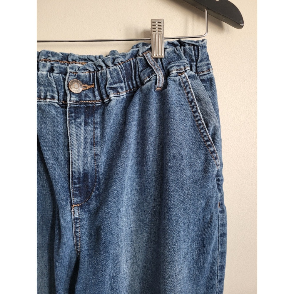 Cleo Denim Paper Bag Waist Pants Womens Sz 10 Elastic Waste
